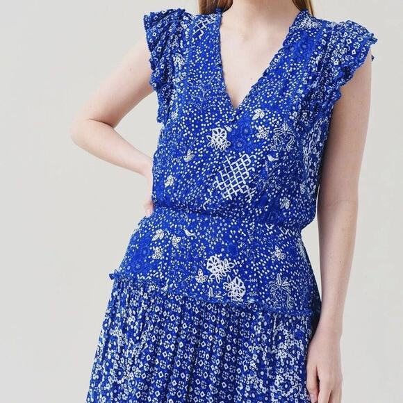 Poupette St Barth Paulina Midi Dress Blue Size S - Picture 3 of 13